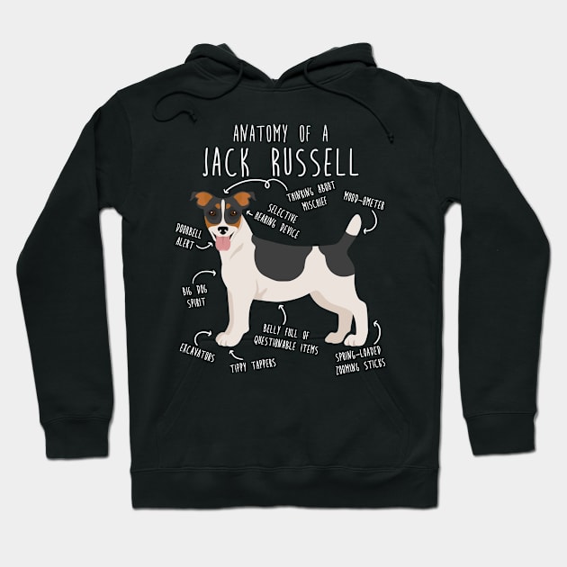 Jack Russell Terrier Dog Anatomy Hoodie by Psitta